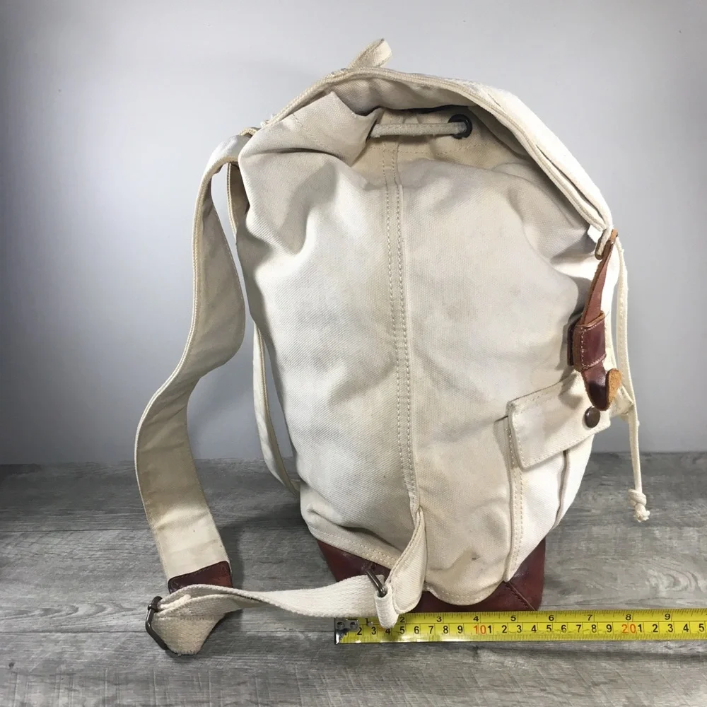 Brown Lucky Brand Cotton & Leather Purse Day Everyday Knapsack Travel Backpack